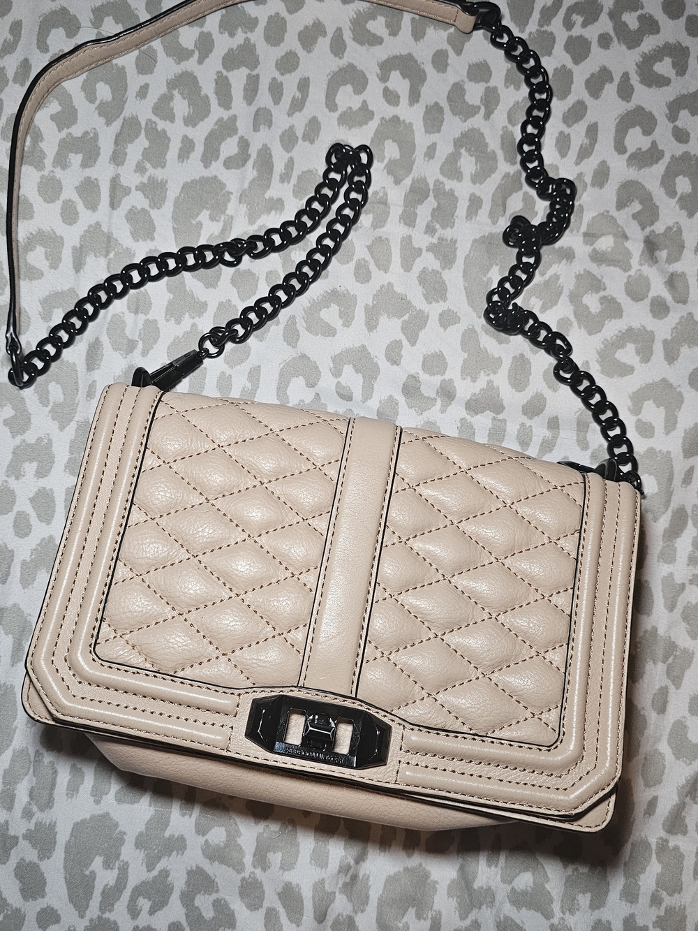 Rebecca Minkoff -Quilted Pebble Leather Crossbody Bag - Nude
